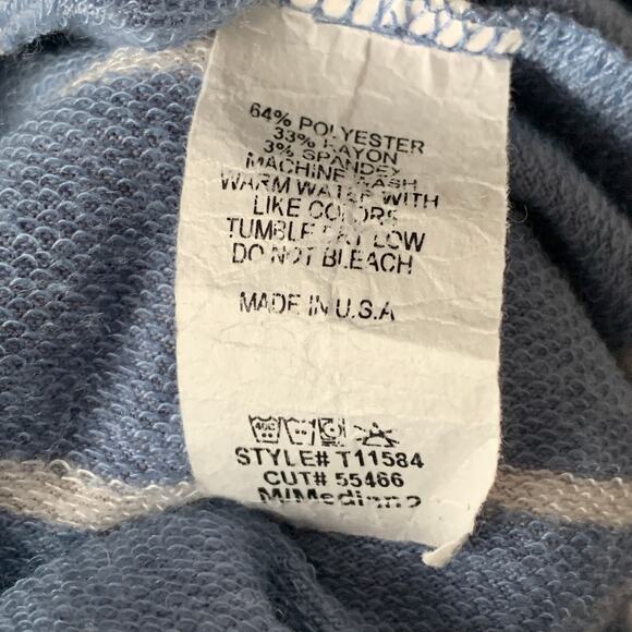 First Love by Lovelyn Blue and White Striped Shirt Short Sleeve Size Medium - Picture 9 of 15